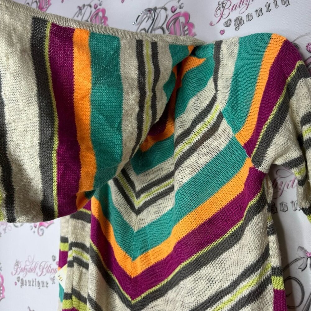 Rip curl sweater cardigan nomad striped tropical knitted with hood and tassles - Picture 3 of 12
